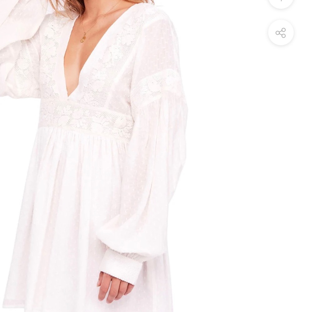 Free People’s White Lace Polka Dot Mini Dress, xs